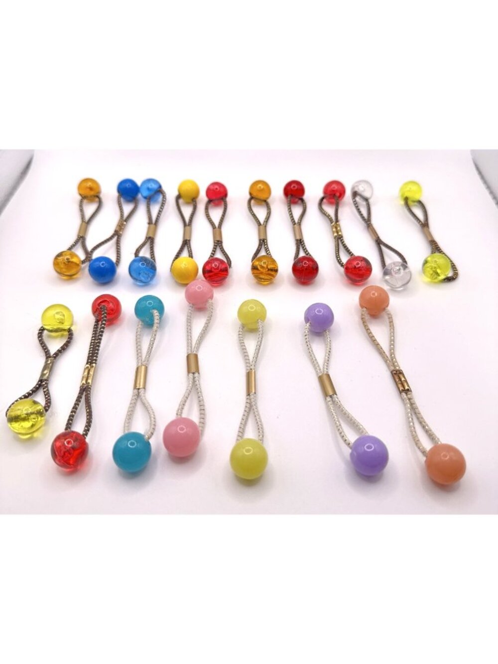 17 GOODY Vintage Ponytail Holders Twin Beads Medium Knocker Balls Hair Ties #4